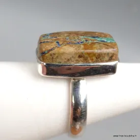 Bague en Azurite Boulder rectangulaire Taille 54 - Bijoux en Azurite