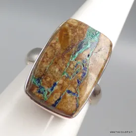 Bague en Azurite Boulder rectangulaire Taille 54 - Bijoux en Azurite