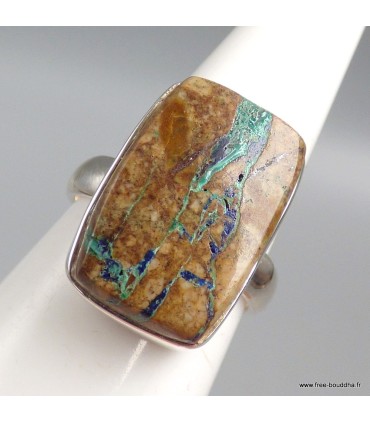 Bague Azurite Boulder authentique argent 925 taille 54