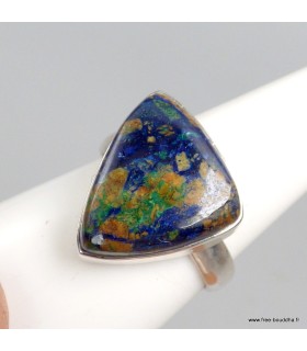 Bague Azurite Boulder ajustable argent 925 taille 60