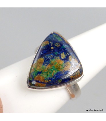 Bague Azurite Boulder ajustable argent 925 taille 60