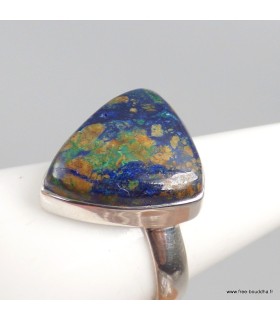 Bague Azurite Boulder ajustable argent 925 taille 60