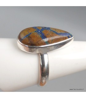Bague Azurite Boulder naturelle goutte argent 925 taille 60