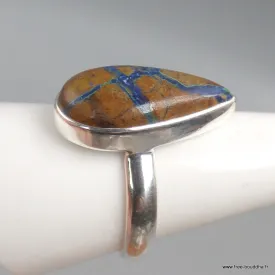 Bague Azurite Boulder forme goutte Taille 60 - Bijoux en Azurite