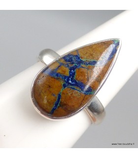 Bague Azurite Boulder naturelle goutte argent 925 taille 60
