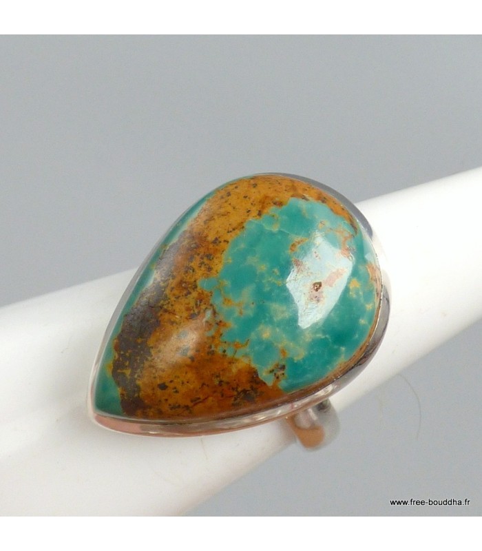 Bague Turquoise Américaine véritable goutte argent 925 59