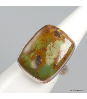 Bague Turquoise Américaine rectangulaire pierre naturelle T 58/59