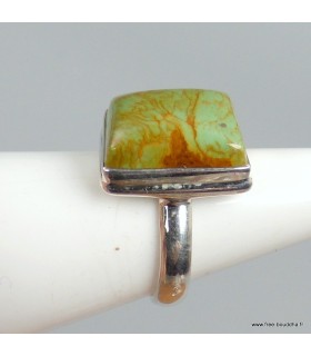 Bague Turquoise Américaine rectangulaire argent 925 taille 56