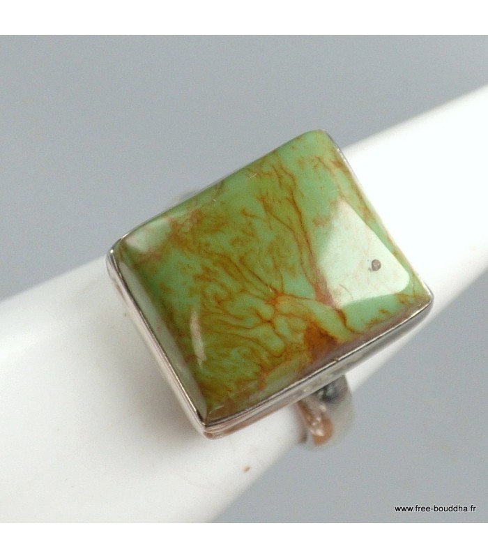 Bague Turquoise Américaine rectangulaire argent 925 taille 56