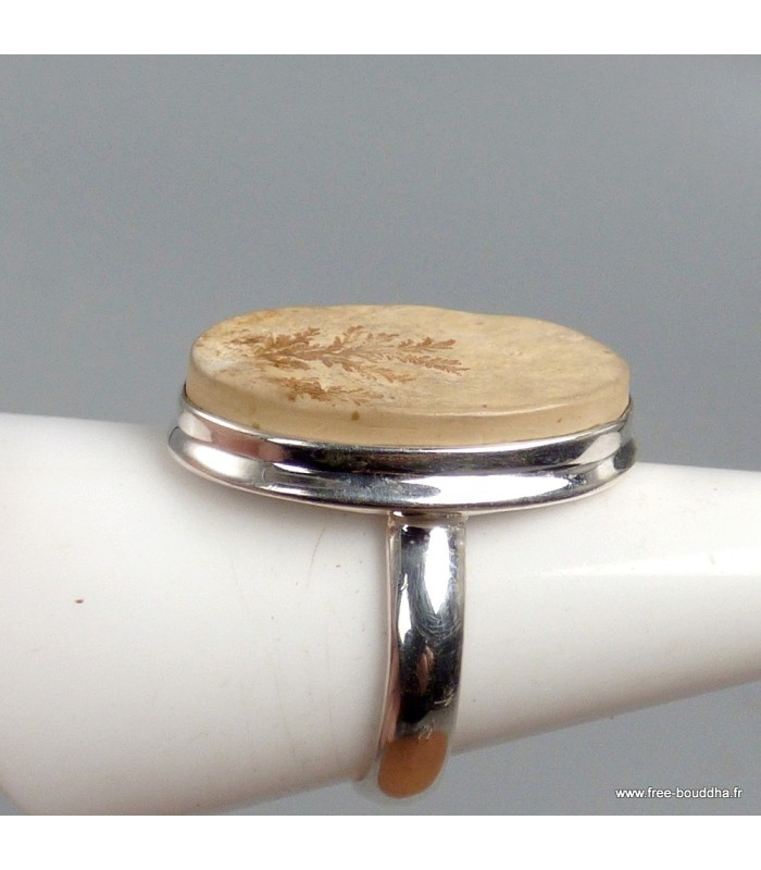 Bague Psilomélane dendritique – Ovale argent 925 taille 59 certifiée