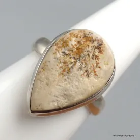 Bague Psilomélane dendritique forme goutte taille 59 - Bagues pierres naturelles