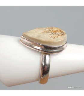 Bague Psilomélane dendritique – Forme goutte argent 925 taille 59