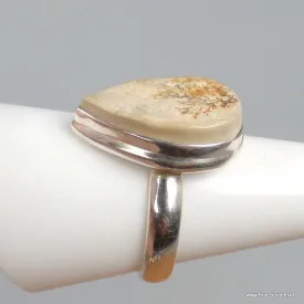 Bague Psilomélane dendritique forme goutte taille 59 - Bagues pierres naturelles