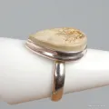 Bague Psilomélane dendritique forme goutte taille 59 - Bagues pierres naturelles