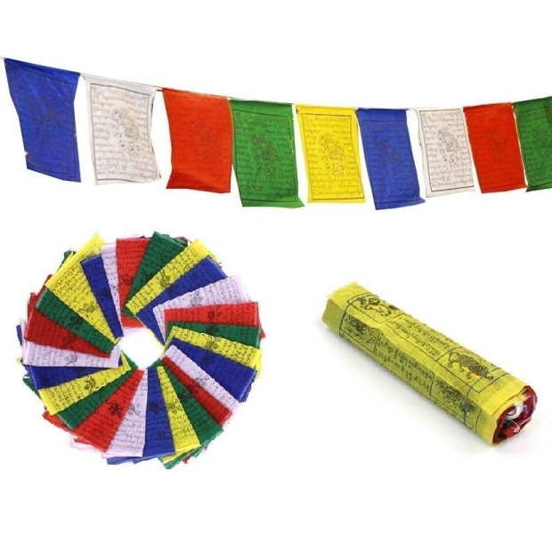 Mini drapeaux de prières tibétains 9 X 10,5 cm - Drapeaux tibétains