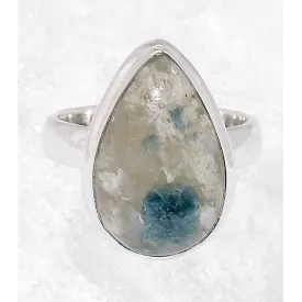 Bague Tourmaline indigo sur Quartz fumé forme goutte taille 55 - Bijoux en Tourmaline Indigo