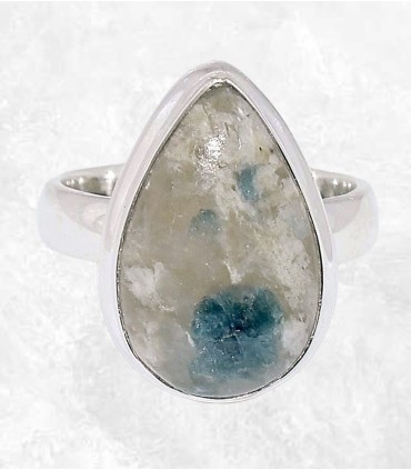 Bague Tourmaline indigo authentique montée goutte Quartz fumé argent 