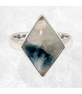 Bague Tourmaline indigo véritable losange Quartz fumé argent 925