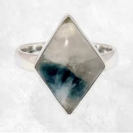 Bague losange en Tourmaline indigo sur Quartz fumé taille 59/60 - Bijoux en Tourmaline Indigo