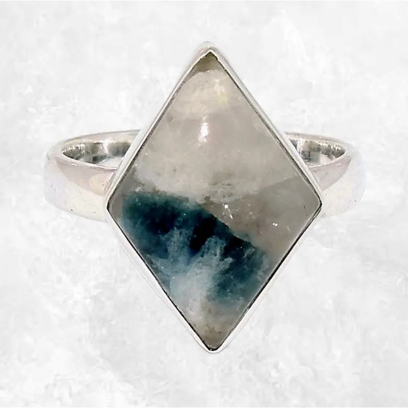 Bague losange en Tourmaline indigo sur Quartz fumé taille 59/60 - Bijoux en Tourmaline Indigo