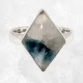 Bague losange en Tourmaline indigo sur Quartz fumé taille 59/60 - Bijoux en Tourmaline Indigo