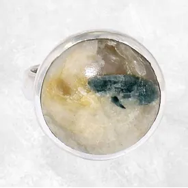 Bague ronde en Tourmaline indigo sur Quartz fumé taille 55 - Bijoux en Tourmaline Indigo