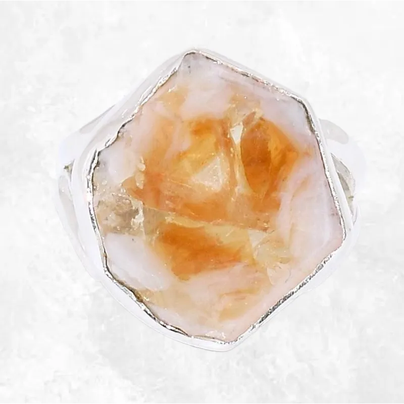 Bague Citrine stalactite naturelle taille 59/60 - Bijoux en Citrine