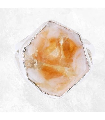 Bague Citrine véritable stalactite argent 925 taille 59/60