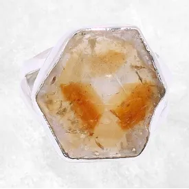 Bague Citrine tranche 2 anneaux taille 58/59 - Bijoux en Citrine
