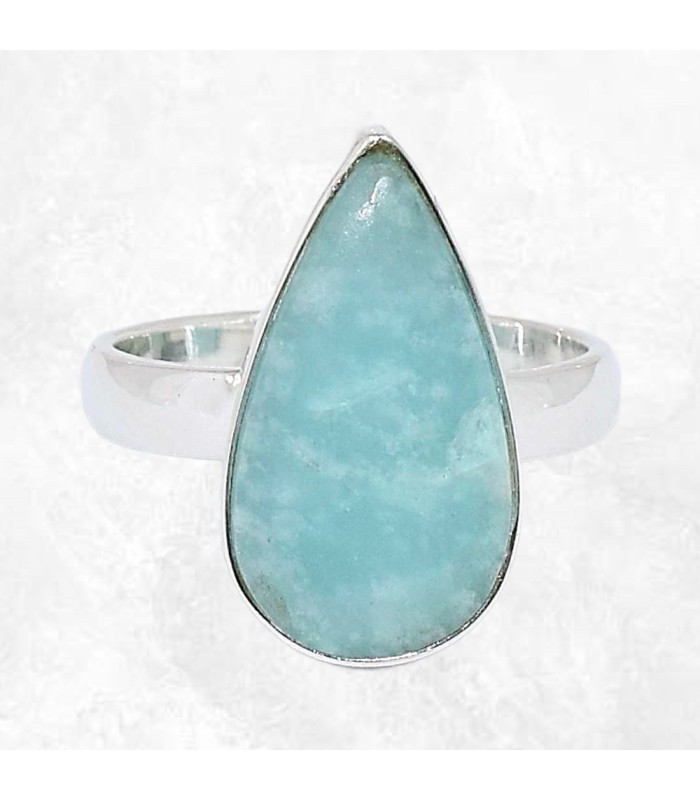 Bague Amazonite du Pérou goutte argent 925 taille 58/59