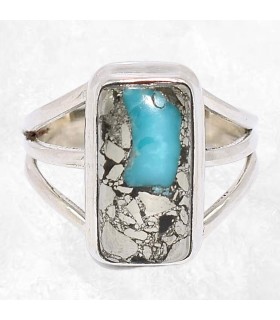 Bague Turquoise Mohave Pyrite taille 55 en argent 925