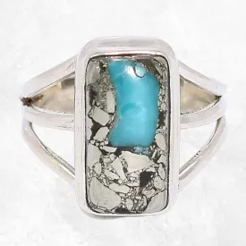 Bague Turquoise Mohave Pyrite (composite) taille 55 - Bijoux en Turquoise