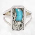 Bague Turquoise Mohave Pyrite (composite) taille 55 - Bijoux en Turquoise