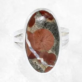 Bague ovale Obsidienne Peanut taille 62 - Bijoux en Obsidienne Peanut