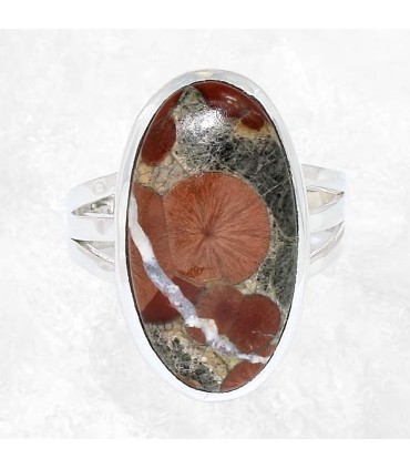Bague Obsidienne Peanut authentique ovale argent 925 taille 62