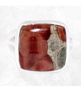 Bague Obsidienne Peanut véritable carrée en argent 925 T59