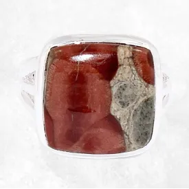 Bague carrée en Obsidienne Peanut taille 59 - Bijoux en Obsidienne Peanut