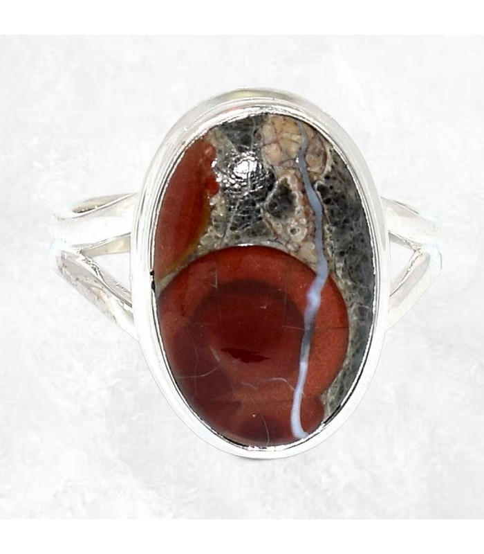 Bague Obsidienne Peanut véritable pierre naturelle argent 925 T 59