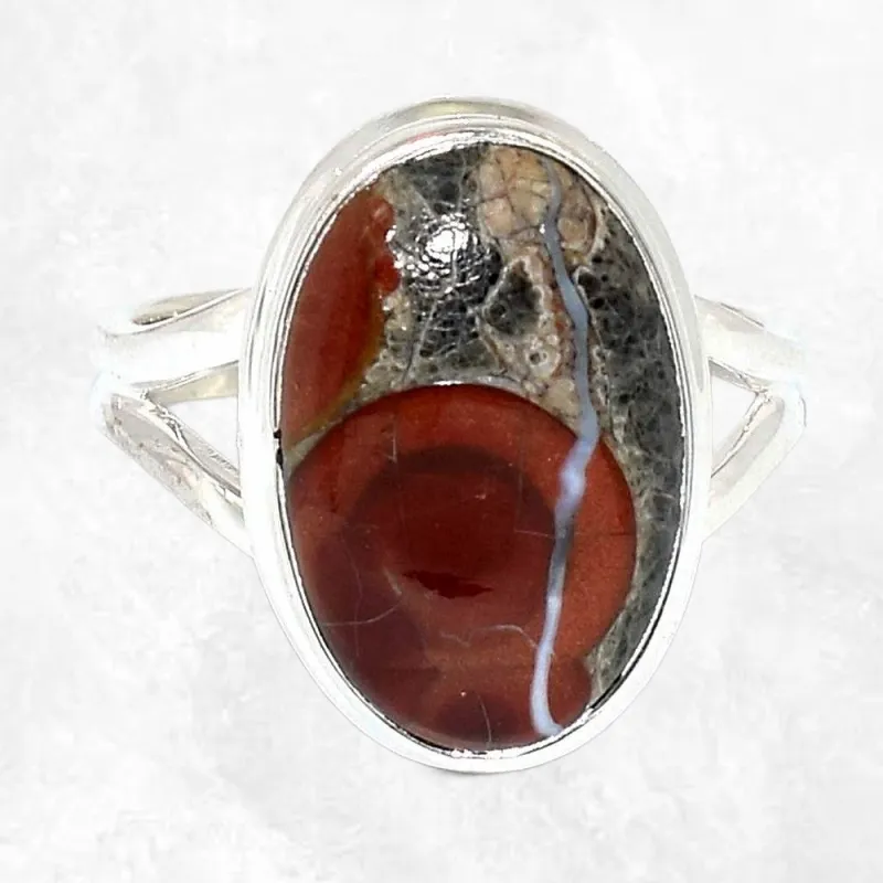 Bague 2 anneaux ovale en Obsidienne Peanut taille 59 - Bagues pierres naturelles