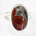 Bague 2 anneaux ovale en Obsidienne Peanut taille 59 - Bagues pierres naturelles