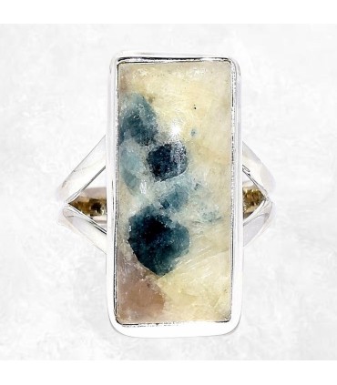 Bague Tourmaline bleue véritable argent 925 taille 54 55