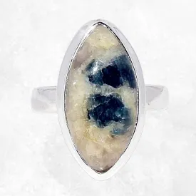 Bague marquise Tourmaline indigo sur Quartz fumé taille 60 - Bijoux en Tourmaline Indigo