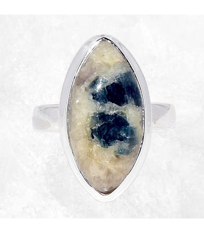 Bague Tourmaline bleue véritable argent 925 taille 60