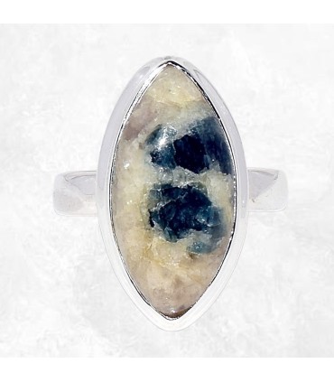 Bague Tourmaline bleue véritable argent 925 taille 60