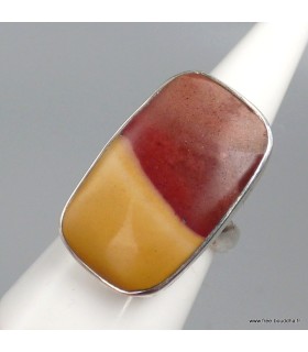 Bague Jaspe Mokaïte rectangulaire véritable argent 925 taille 53