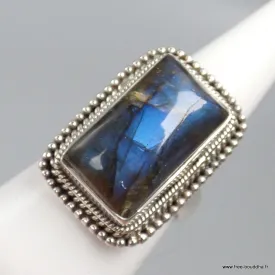 Bague argent Labradorite bleue T 55 - Bijoux en Labradorite Bleue