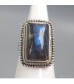 Labradorite bleue bague argent 925 T55, pierre naturelle certifiée
