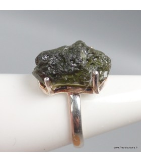 Bague Moldavite brute authentique certifiée, république Tchèque