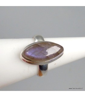 Labradorite pourpre bague marquise argent 925 T55, pierre naturelle.