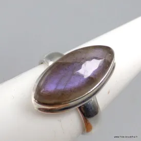 Bague Labradorite violette forme marquise T 55 - Bijoux en Labradorite